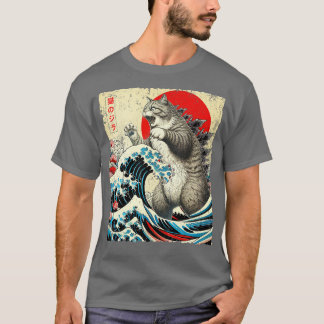 Camiseta Catzilla Cat Arte japonés Gracioso Hoodie