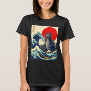 Camiseta Catzilla Cat Arte Japonés Gracioso Regalos De Gato