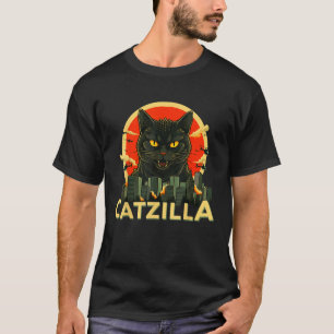 Camiseta Catzilla Cat Arte Japonés Gracioso Regalos De Gato