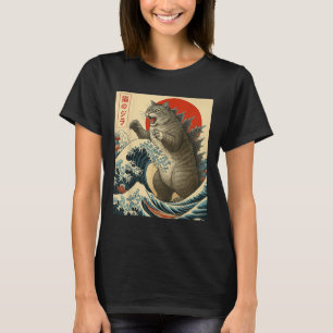 Camiseta Catzilla Cat Arte Japonés Gracioso Regalos De Gato