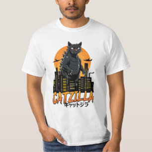 Camiseta Catzilla Cat Arte japonés Regalos divertidos para 