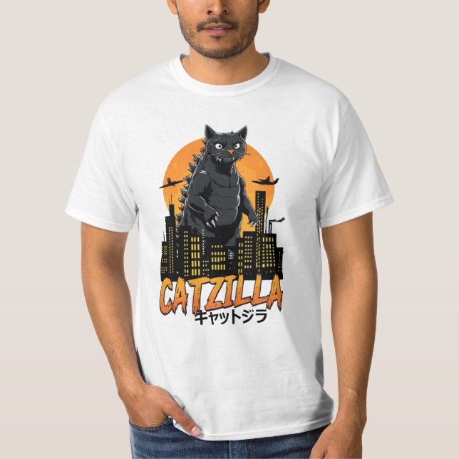 Camiseta Catzilla Cat Arte japonés Regalos divertidos para  (Anverso)