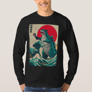 Camiseta Catzilla Cat Arte japonés Vintage Gracioso Gato A