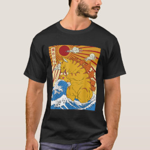 Camiseta Catzilla Cat Japonesa Anime Kawaii Gráfica diverti