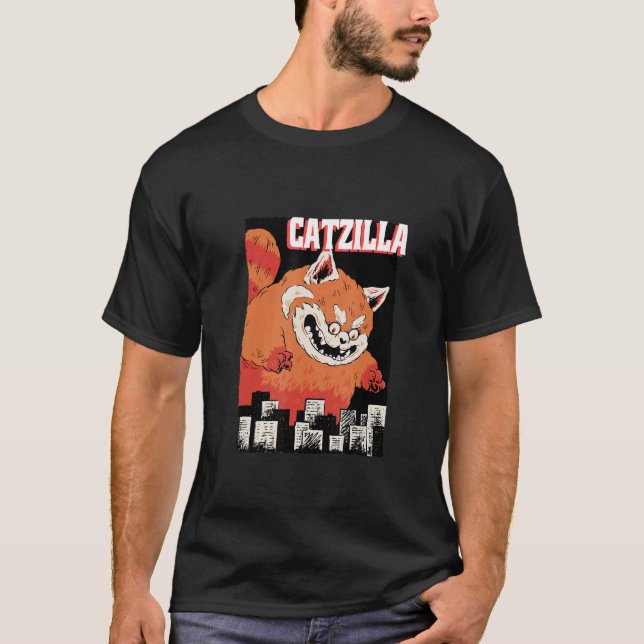 Camiseta Catzilla Cat Kitten Japan Humour Present T-Shirt (Anverso)