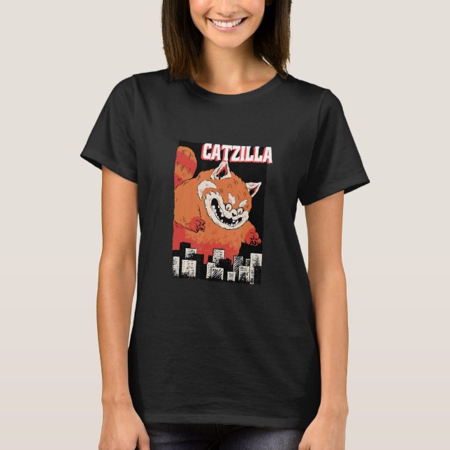 Camiseta Catzilla Cat Kitten Japan Humour Present T-Shirt (Anverso)