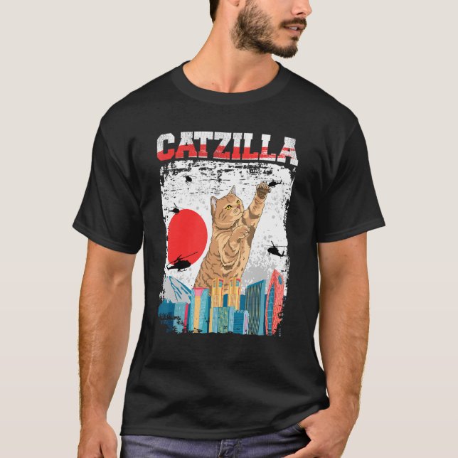 Camiseta catzilla cat retro (Anverso)