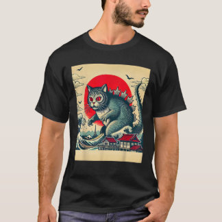 Camiseta Catzilla Cat Retro Vintage japonés Kaiju Funny Ca