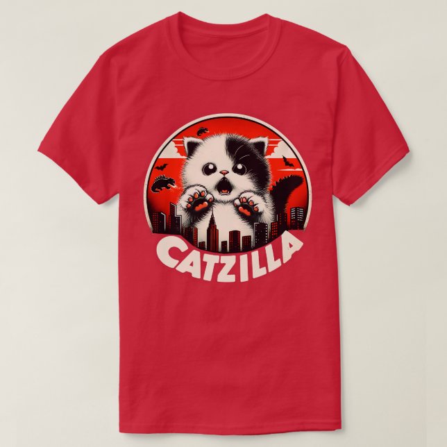 Camiseta CATZILLA Cate Fierce Kitty con vistas a la ciudad (Diseño del anverso)