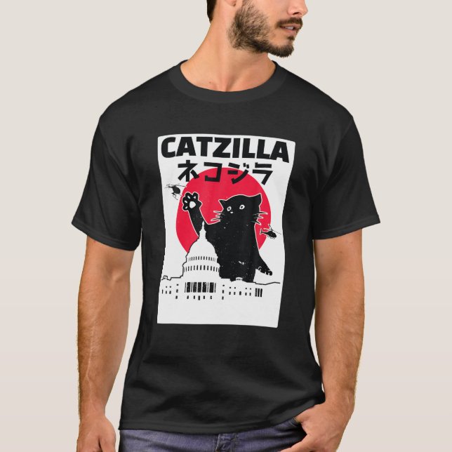 Camiseta Catzilla Catzilla Japonesa Cat Retro Vintage Ciuda (Anverso)