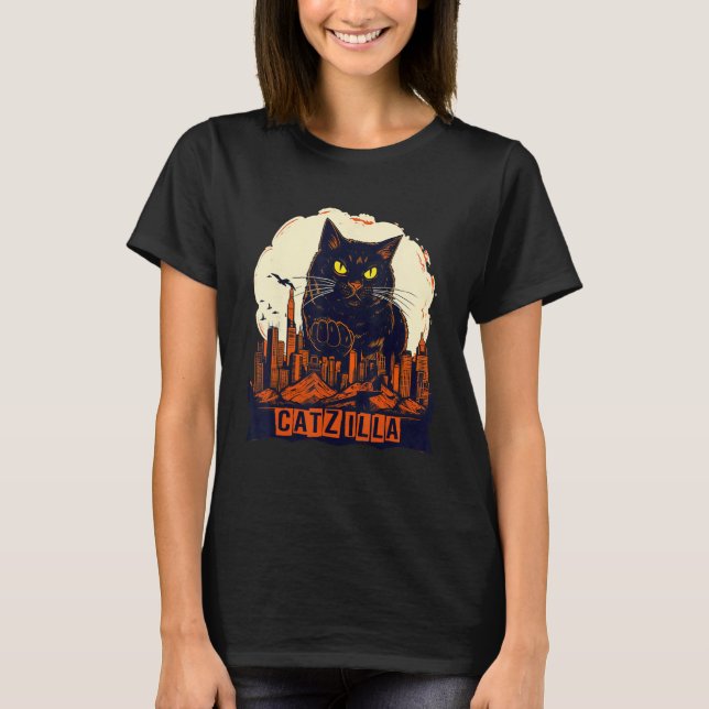 Camiseta Catzilla de gato de gatito gigante (Anverso)