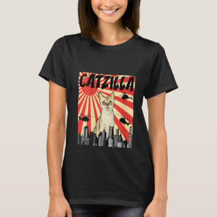 Camiseta Catzilla de Singapur, un gato retro divertido para