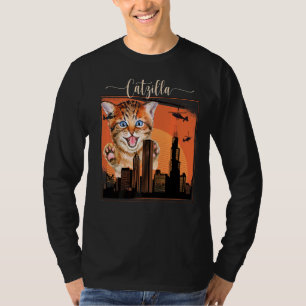 Camiseta Catzilla de Vintage Cute Kitten Siempre Hambriento