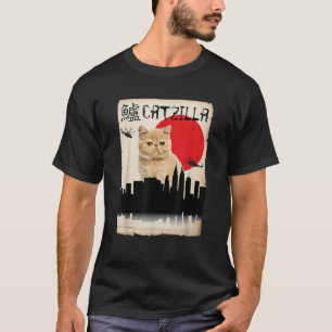 Camiseta Catzilla del gato, naranja de Shorthair exótico