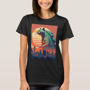Camiseta Catzilla Divertida Parodia Monstruo Lindo