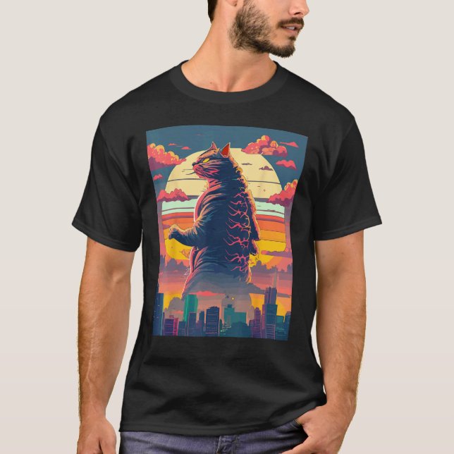Camiseta Catzilla Divertida Parodia Monstruo Lindo (Anverso)