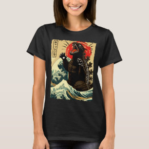 Camiseta Catzilla Divertido Estilo Japonés 