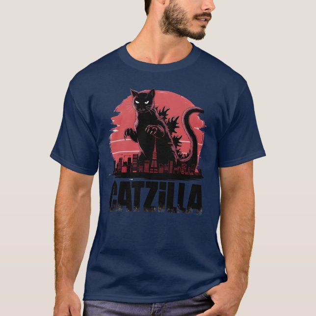 Camiseta Catzilla Fierce Feline Monster retro (Anverso)