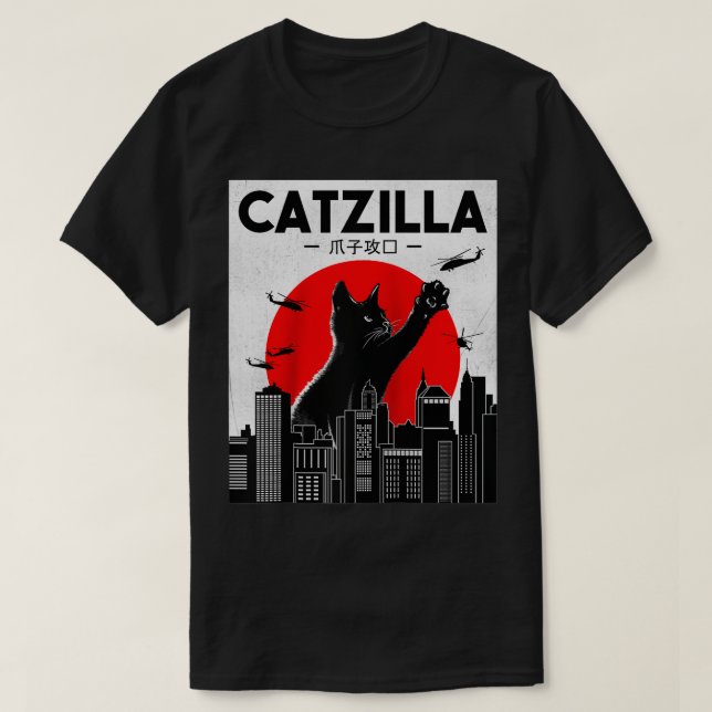 Camiseta Catzilla Funny Cat , Funny Cat , Cat Lover (Diseño del anverso)