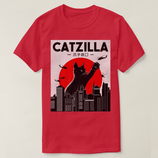 Camiseta Catzilla Funny Cat , Funny Cat , Cat Lover (Diseño del anverso)