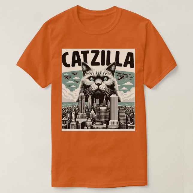 Camiseta Catzilla Funny Cat Kitten Design 1 (Diseño del anverso)