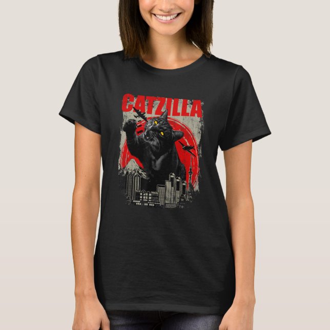 Camiseta Catzilla - Funny Cat Lover Kitten Short Slee (Anverso)