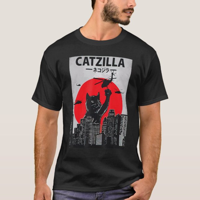 Camiseta Catzilla Funny Cat Shirt, Funny Cat, Cat Lover (Anverso)