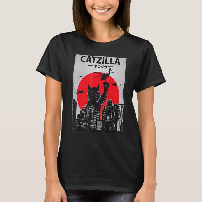 Camiseta Catzilla Funny Cat Shirt, Funny Cat, Cat Lover (Anverso)