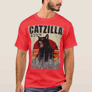 Camiseta Catzilla Funny Cat Sunset Japonés