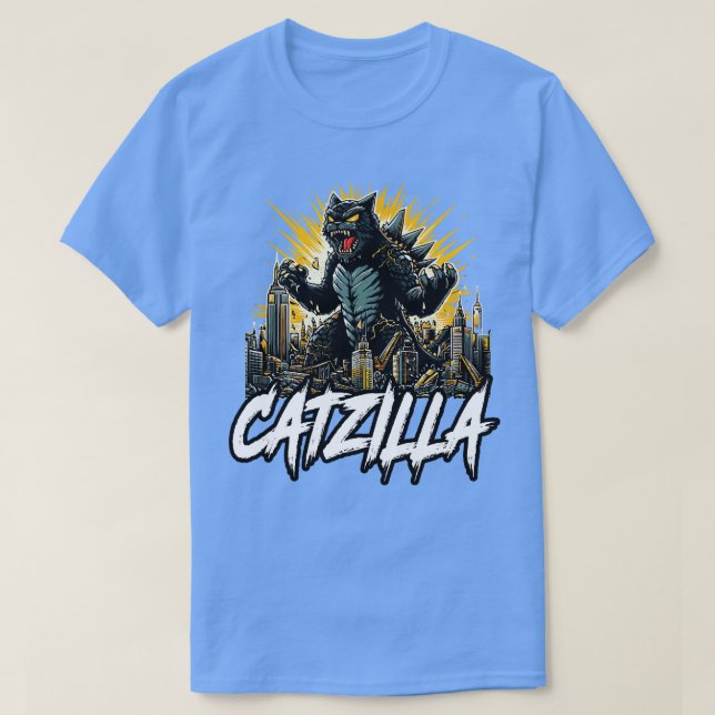 Camiseta Catzilla Funny Feline Fury desatado (Diseño del anverso)
