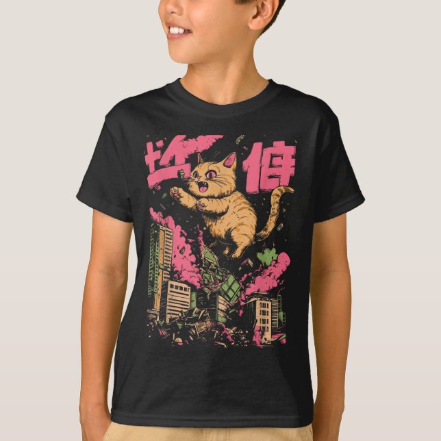 Camiseta Catzilla Funny Giant Cat Monster Kaiju Japanese Ka (Anverso)