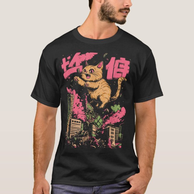 Camiseta Catzilla Funny Giant Cat Monster Kaiju Japanese Ka (Anverso)