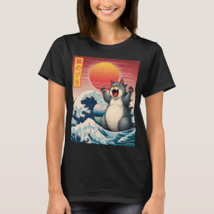 Camiseta Catzilla Funny Gigante Monstruo Gato Kaiju Ar Japo
