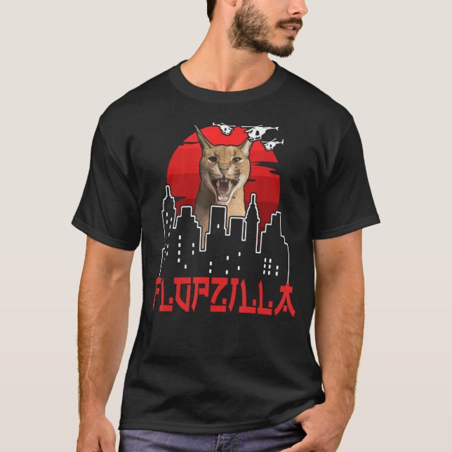 Camiseta Catzilla Funny gran meme floppa Flopzilla Caracal  (Anverso)