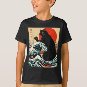 Camiseta Catzilla Gato Arte Japonés Gato Divertido Kawaii D