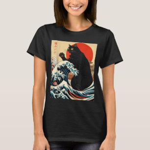 Camiseta Catzilla Gato Arte Japonés Gato Divertido Kawaii G