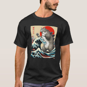 Camiseta Catzilla Gato Arte Japonés Regalos Divertidos de G