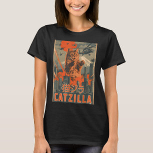 Camiseta Catzilla gato arte japonés regalos divertidos de g