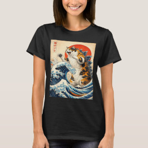 Camiseta Catzilla Gato Arte Japonés Regalos Divertidos de G