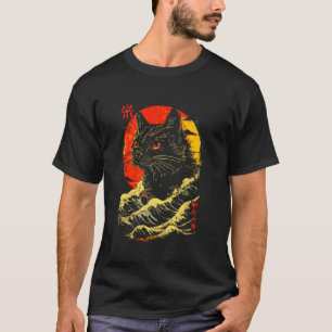 Camiseta Catzilla Gato Arte Japonés Regalos Divertidos de G