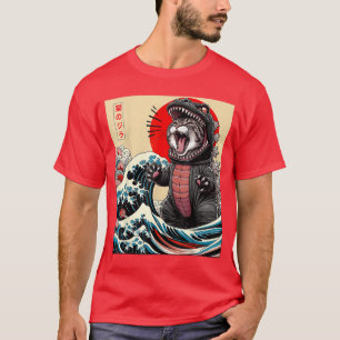Camiseta Catzilla gato arte japonés regalos divertidos de g