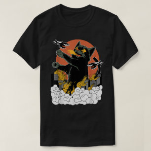 Camiseta Catzilla Gato de Fuego Japonés Arte Kaiju