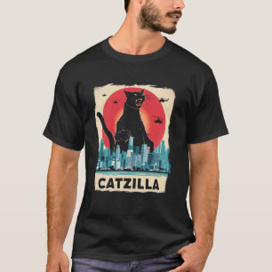 Camiseta Catzilla Gato Gatito Arte Japonés Atardecer