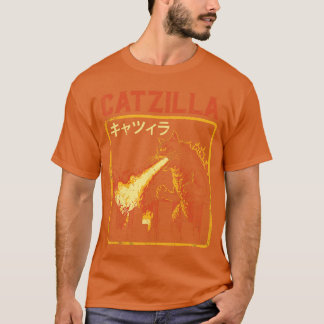 Camiseta Catzilla Gato Monstruo Divertido Parodia Japonesa 