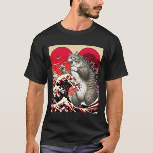 Camiseta Catzilla Gato Valentine Arte Japonés Regalo Divert