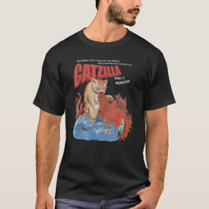 Camiseta Catzilla Gato Vintage Para Hombres Mujeres