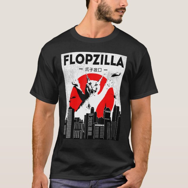 Camiseta Catzilla gran floppa meme Flopzilla Caracal Cat (Anverso)