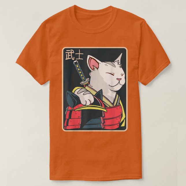 Camiseta Catzilla - Japanese Cat Art - Katana Sword - Anime (Diseño del anverso)