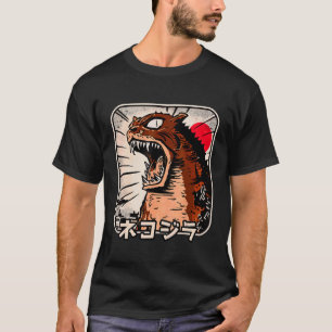 Camiseta Catzilla Japonés Japón Gráfico Vintage