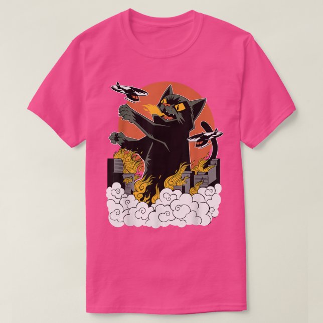 Camiseta Catzilla japonesa de atardecer  (Diseño del anverso)